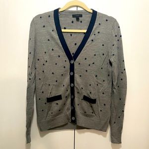 J. Crew cardigan grey with navy stars